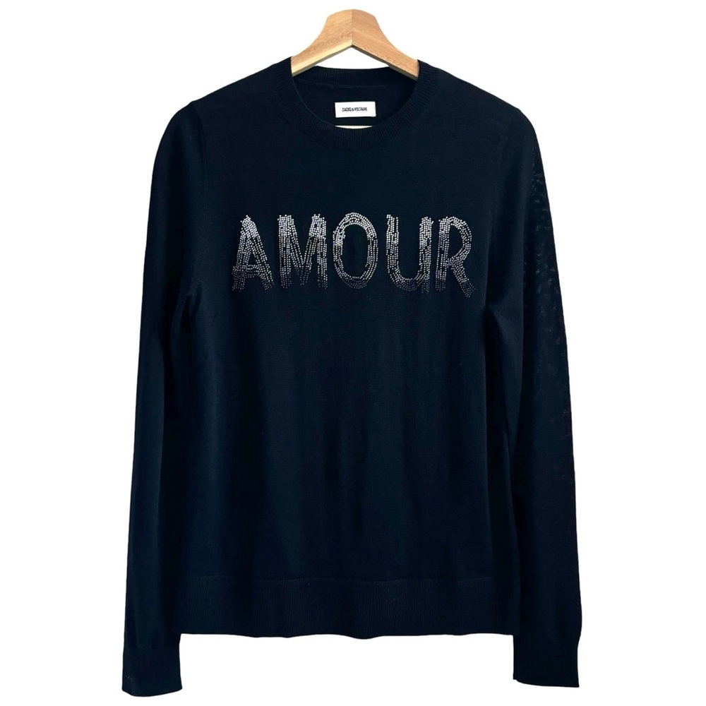 Zadig & Voltaire Miss M Amour Strass Merino Wool Longsleeve Sweater Rhinestone S